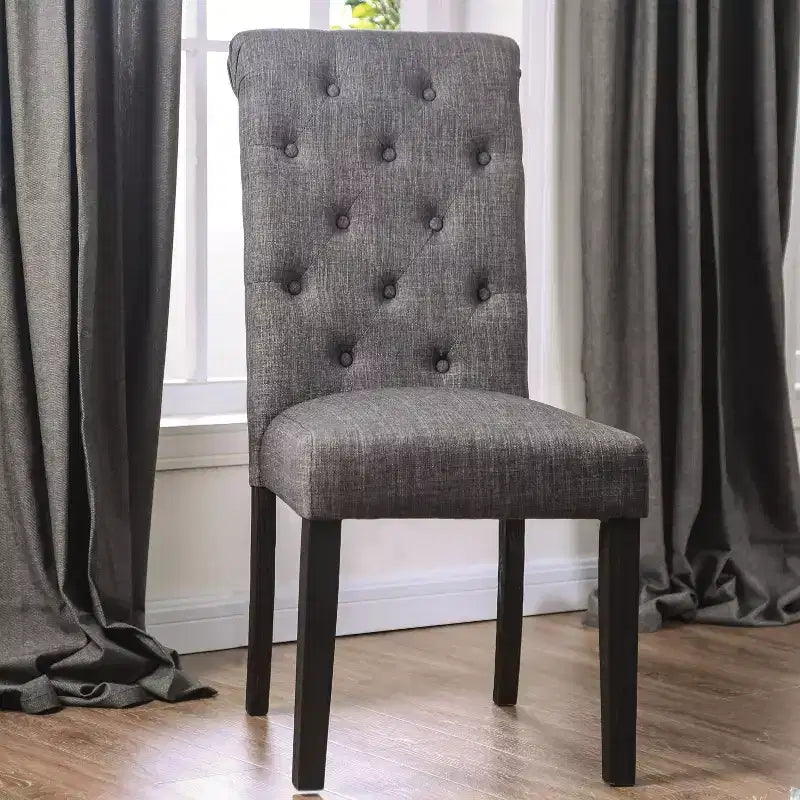 HOMES: Inside + Out 7pc Hepburn Dining Set Antique Black/Gray : Rectangle Table, 6 Upholstered Chairs