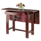 3pc Taylor Drop Leaf Dining Set with Ladder Back Chairs Walnut - Winsome: Solid Wood, Extendable, Drawer Storage