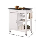 Ottawa Kitchen Cart Black/White - Acme Furniture: Wheeled Bar with Storage, Glass Rack, Rubberwood