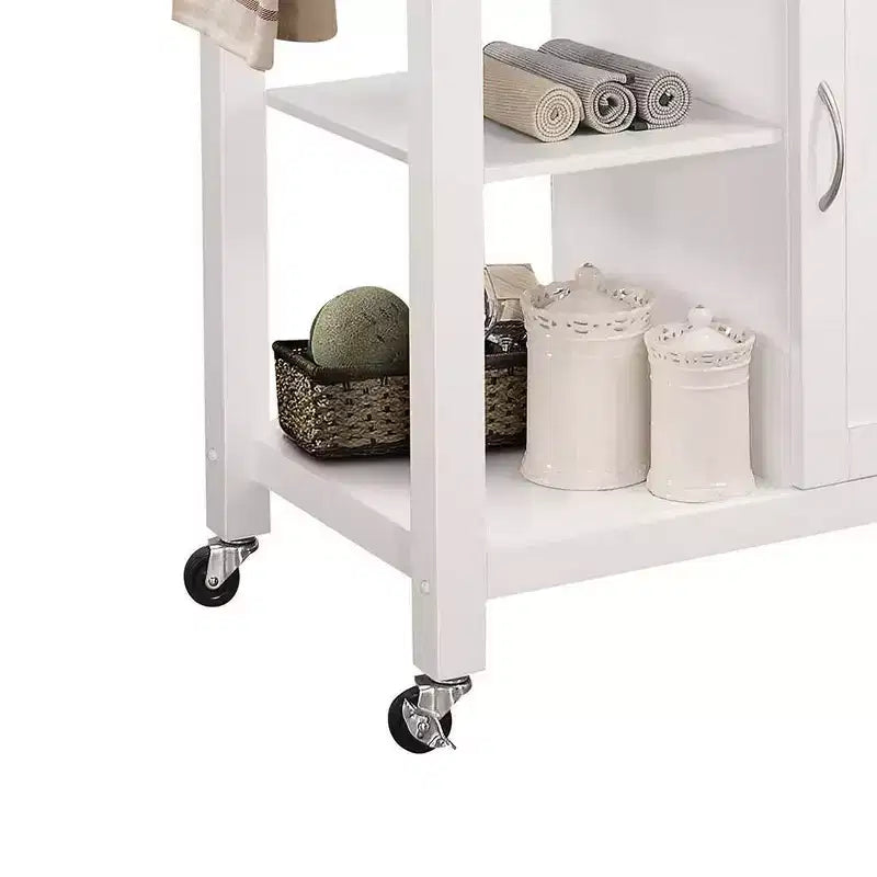 Ottawa Kitchen Cart Black/White - Acme Furniture: Wheeled Bar with Storage, Glass Rack, Rubberwood