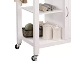 Ottawa Kitchen Cart Black/White - Acme Furniture: Wheeled Bar with Storage, Glass Rack, Rubberwood