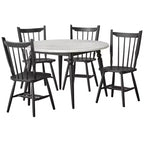 Lifestorey Bertona 5pc Faux 46" Marble Round Dining Set Black/Beige