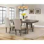 5pc Dex Extendable Dining Table Set, 4 Upholstered Chairs - Picket House Furnishings: Smokey Walnut, Turnbuckle Detail
