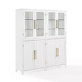 Crosley 70" Roarke 2pc Pantry Storage Cabinet with Glass Door Hutch Set White