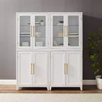 Crosley Roarke Ensemble de 2 armoires de rangement de cuisine de 178 cm avec huche à porte vitrée Blanc