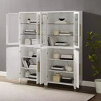 Crosley Roarke Ensemble de 2 armoires de rangement de cuisine de 178 cm avec huche à porte vitrée Blanc