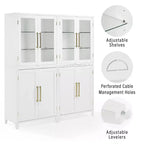 Crosley Roarke Ensemble de 2 armoires de rangement de cuisine de 178 cm avec huche à porte vitrée Blanc