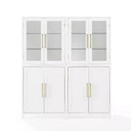 Crosley Roarke Ensemble de 2 armoires de rangement de cuisine de 178 cm avec huche à porte vitrée Blanc