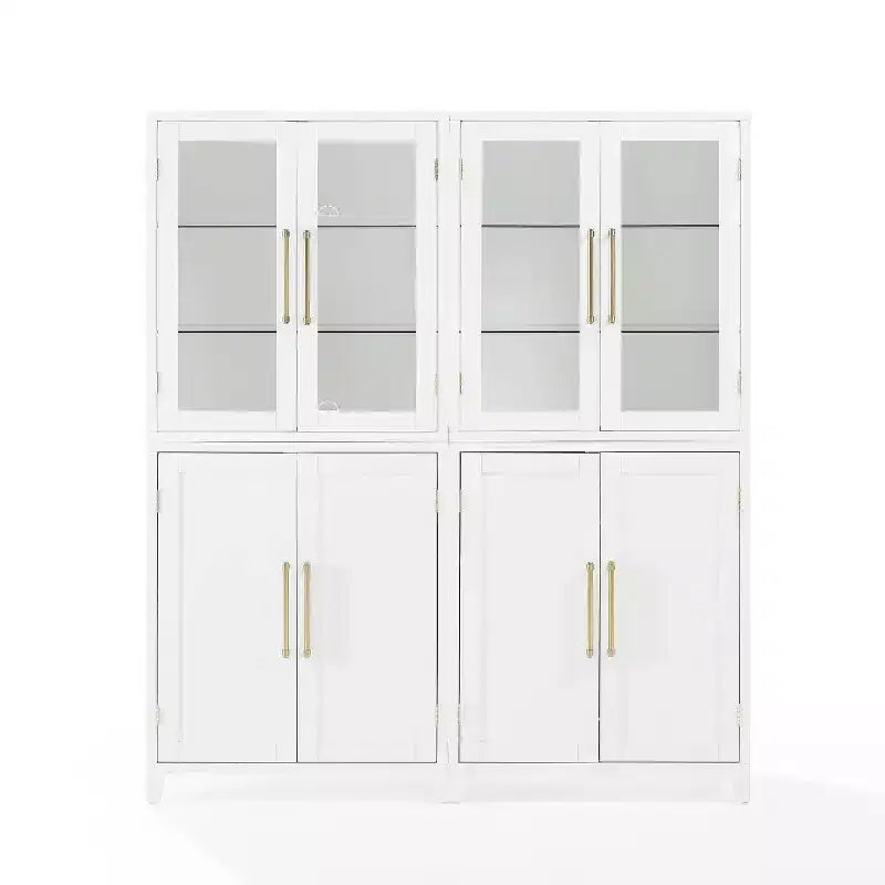 Crosley Roarke Ensemble de 2 armoires de rangement de cuisine de 178 cm avec huche à porte vitrée Blanc