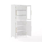 Crosley Roarke Ensemble de 2 armoires de rangement de cuisine de 178 cm avec huche à porte vitrée Blanc