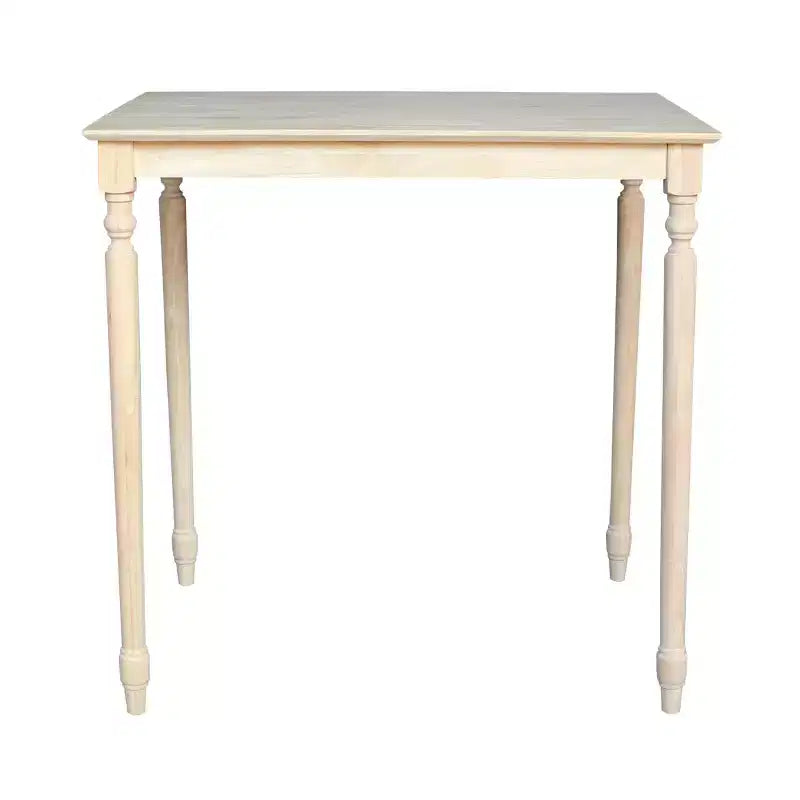 30' X 42' Solid Wood Bar Height Table with Turned Legs Unfinished - International Concepts
