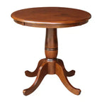 International Concepts 30" Round Top Pedestal Table with 2 X Back Chairs Dining Sets Espresso: Solid Parawood, 3-Piece Set