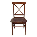 International Concepts 30" Round Top Pedestal Table with 2 X Back Chairs Dining Sets Espresso: Solid Parawood, 3-Piece Set