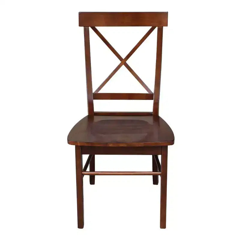 International Concepts 30" Round Top Pedestal Table with 2 X Back Chairs Dining Sets Espresso: Solid Parawood, 3-Piece Set