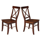 International Concepts 30" Round Top Pedestal Table with 2 X Back Chairs Dining Sets Espresso: Solid Parawood, 3-Piece Set