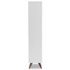 Serafino and Walnut Finished Wood Wine Cabinet White/Brown - BaxtonStudio