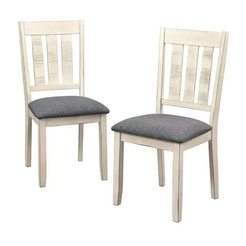 Lot de 2 chaises de salle à manger Olin Buylateral blanc/gris : Moderne, revêtement en lin, cadre en bois d'hévéa, capacité de 113 kg