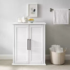 Bartlett Stackable Storage Pantry White - Crosley: Coastal Style, 3 Adjustable Shelves, MDF Wood Veneer, Anti-Tip Hardware