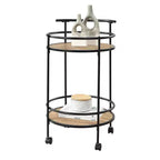 Breighton Home Designs2Go Charlie Serving Bar Cart in Weathered Oak/Black