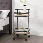 Breighton Home Designs2Go Charlie Serving Bar Cart in Weathered Oak/Black