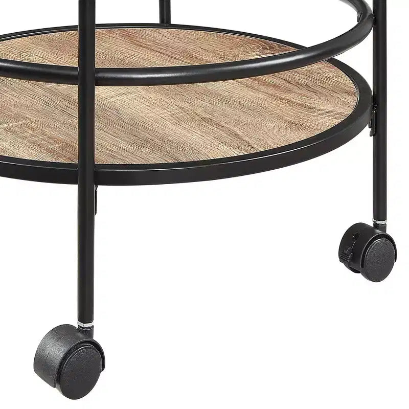 Breighton Home Designs2Go Charlie Serving Bar Cart in Weathered Oak/Black