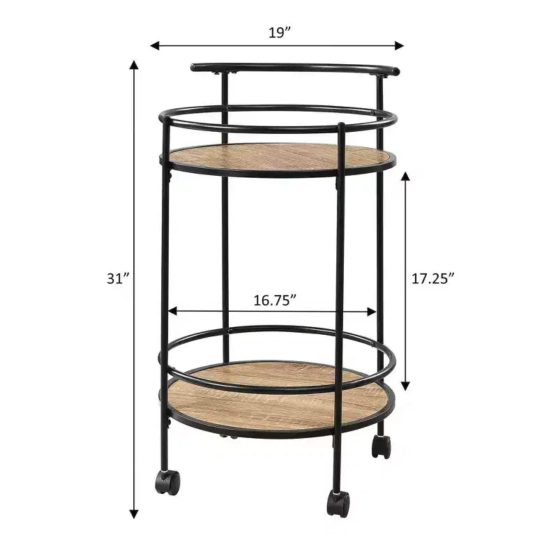 Breighton Home Designs2Go Charlie Serving Bar Cart in Weathered Oak/Black