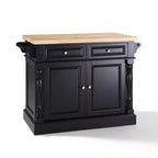 Oxford Butcher Block Kitchen Island Black - Crosley: Traditional MDF Frame, Wood Surface, 2 Doors, 4 Drawers, 4 Shelves