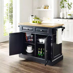 Îlot de cuisine Oxford Butcher Block noir - Crosley : Cadre traditionnel en MDF, surface en bois, 2 portes, 4 tiroirs, 4 étagères