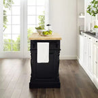 Îlot de cuisine Oxford Butcher Block noir - Crosley : Cadre traditionnel en MDF, surface en bois, 2 portes, 4 tiroirs, 4 étagères