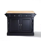 Îlot de cuisine Oxford Butcher Block noir - Crosley : Cadre traditionnel en MDF, surface en bois, 2 portes, 4 tiroirs, 4 étagères