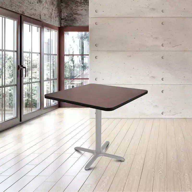 Hampden Furnishings 30" Bennet Collection Square with X Base Dining Table Gray/Mahogany