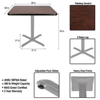 Hampden Furnishings 30" Bennet Collection Square with X Base Dining Table Gray/Mahogany