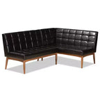 2pc Sanford Wood Dining Nook Banquette Set Brown - Baxton Studio