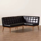 2pc Sanford Wood Dining Nook Banquette Set Brown - Baxton Studio