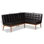 2pc Sanford Wood Dining Nook Banquette Set Brown - Baxton Studio