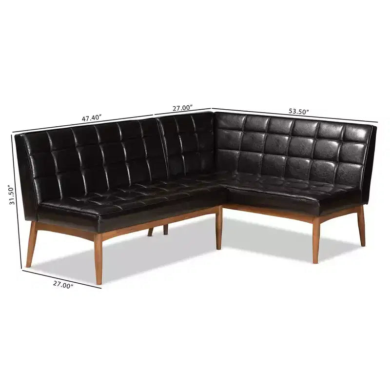 2pc Sanford Wood Dining Nook Banquette Set Brown - Baxton Studio