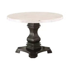 Buckley 48" Round Genuine Marble Top Dining Table White/Black - HOMES: Inside + Out: Elegant Pedestal Base, Seats 4