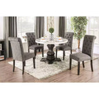 Table à manger ronde 48 po Buckley avec plateau en véritable marbre blanc/noir – HOMES: Inside + Out : élégant pied central, 4 places