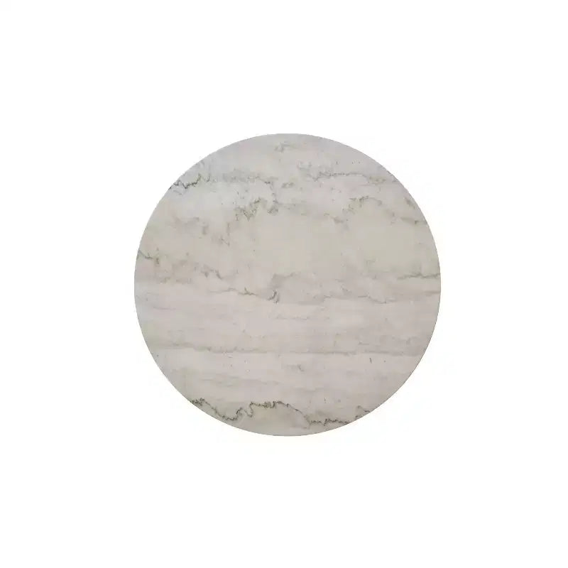 Table à manger ronde 48 po Buckley avec plateau en véritable marbre blanc/noir – HOMES: Inside + Out : élégant pied central, 4 places