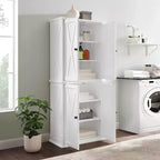 Garde-manger haut 2 pièces Clifton Blanc - Crosley : Étagères réglables, placage bois, style ferme moderne, 4 portes, hauteur 72 po