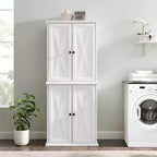 Garde-manger haut 2 pièces Clifton Blanc - Crosley : Étagères réglables, placage bois, style ferme moderne, 4 portes, hauteur 72 po