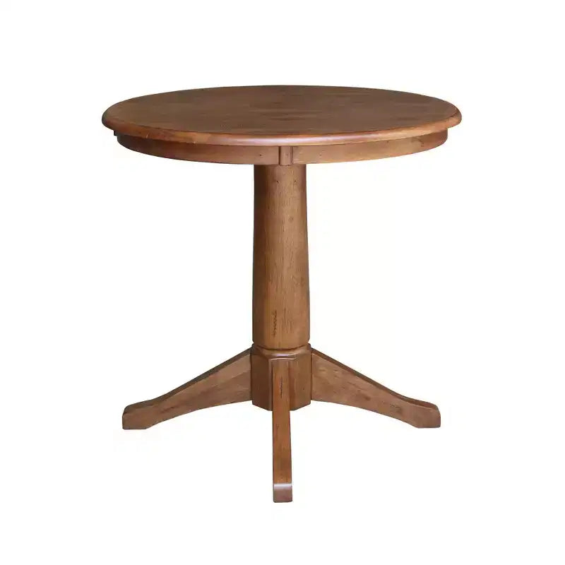 Table de salle à manger 29,9" Laughlin, plateau rond sur pied, chêne vieilli - International Concepts
