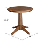 Table de salle à manger 29,9" Laughlin, plateau rond sur pied, chêne vieilli - International Concepts
