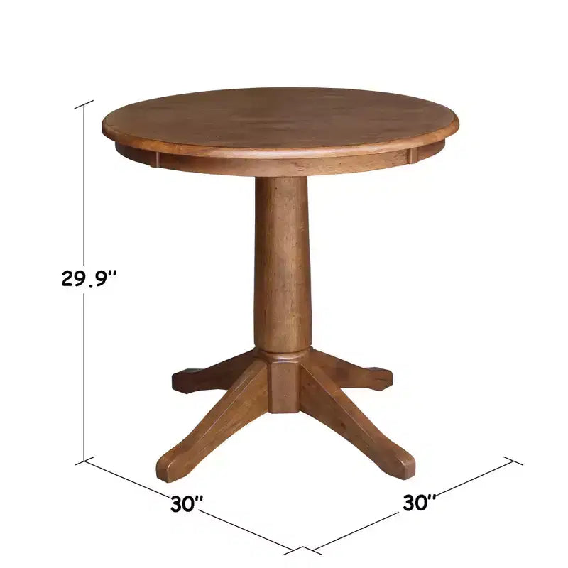 Table de salle à manger 29,9" Laughlin, plateau rond sur pied, chêne vieilli - International Concepts