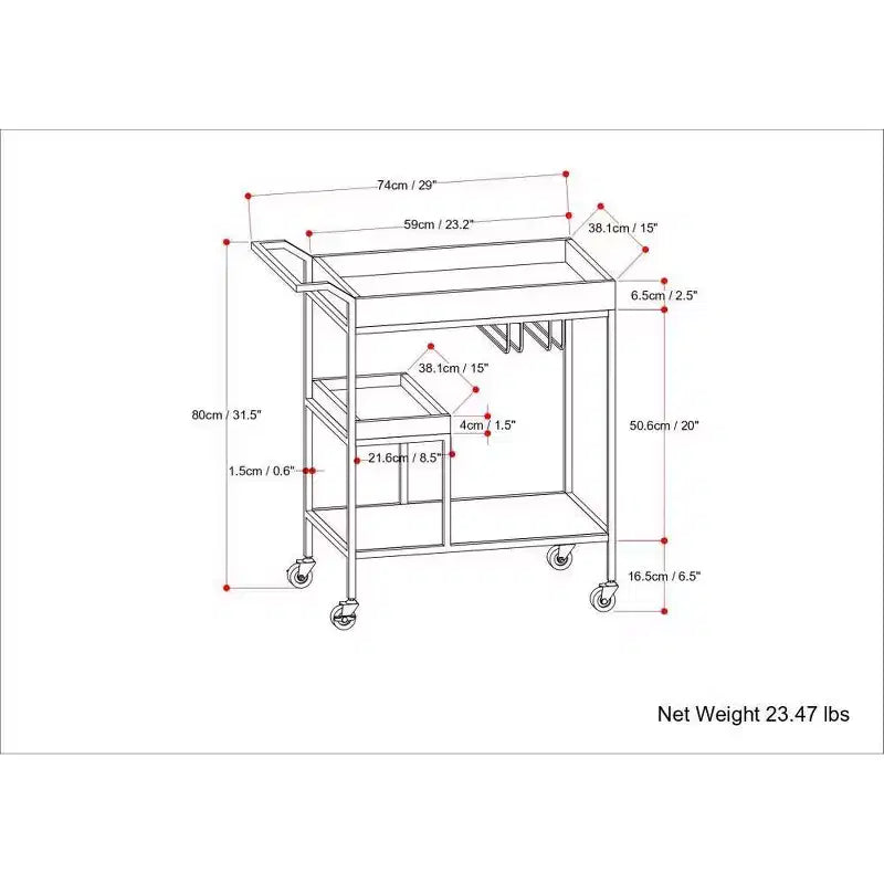 Lintz Bar Cart Natural - WyndenHall: Beverage Serving Station with Glass Racks, Mango Wood & Iron