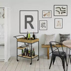 Lintz Bar Cart Natural - WyndenHall: Beverage Serving Station with Glass Racks, Mango Wood & Iron
