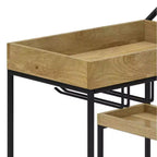 Lintz Bar Cart Natural - WyndenHall: Beverage Serving Station with Glass Racks, Mango Wood & Iron