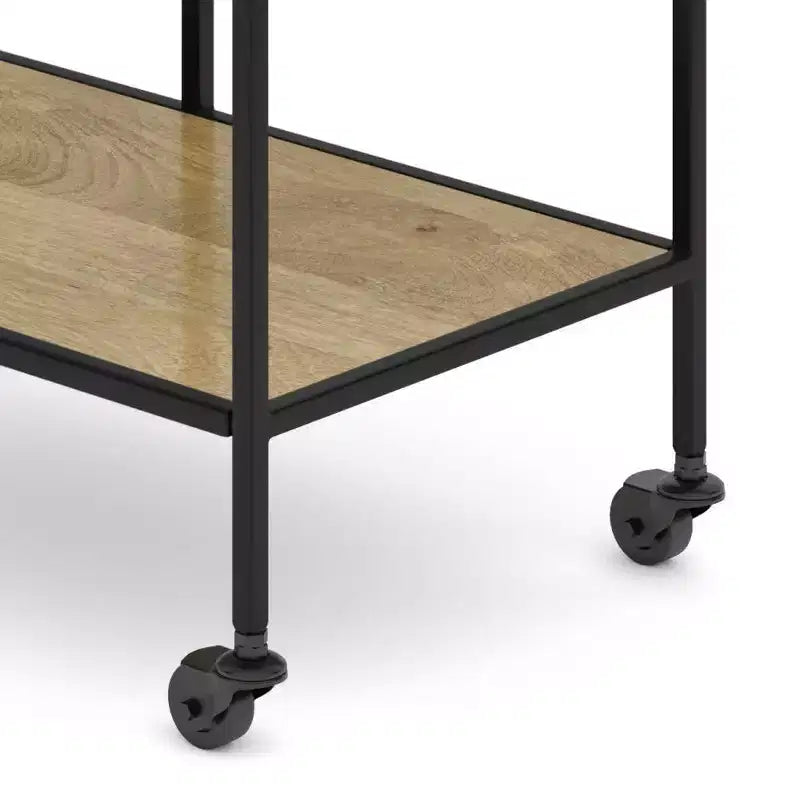 Lintz Bar Cart Natural - WyndenHall: Beverage Serving Station with Glass Racks, Mango Wood & Iron