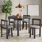 Ensemble de salle à manger rond 5 pièces Buylateral Regent Space Saving 41,3" noir