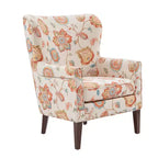 Fauteuil d'appoint Donner crème – Madison Park : Dossier haut élégant, Clous décoratifs argentés, Pieds finition Maroc